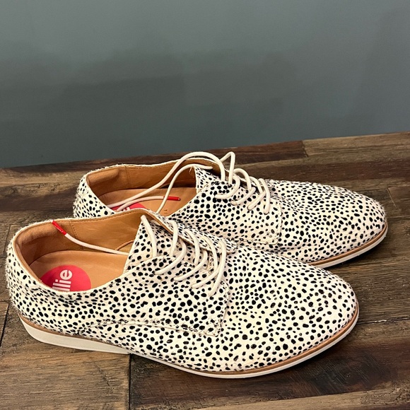 Rollie Australia Pony Hair -Snow Leopard Derby Leather Flats - Picture 15 of 16